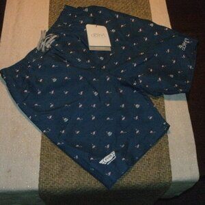 NWT Dolfin Blue & Pink Flamingo Print Swimsuit Trunks Foss Swim School size 7
